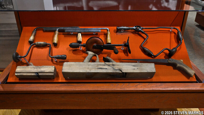 Woodworking tools on display at the Prairie Acadian Cultural Center, Jean Lafitte National Historical Park and Preserve