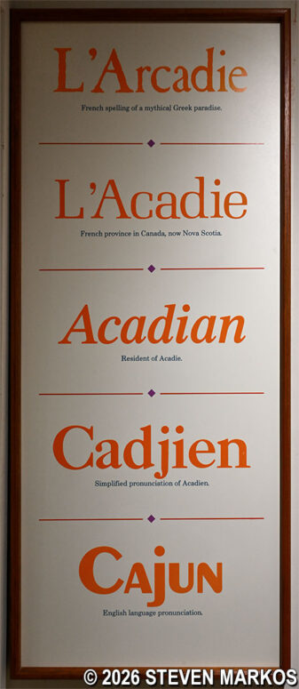 Evolution of the word Cajun at the Prairie Acadian Cultural Center, Jean Lafitte National Historical Park and Preserve