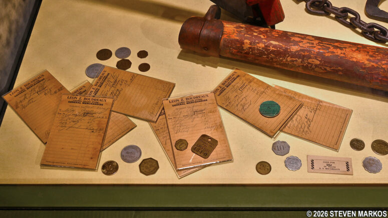 1920s store ledgers and trade tokens on display at the Wetlands Acadian Cultural Center, Jean Lafitte National Historical Park and Preserve