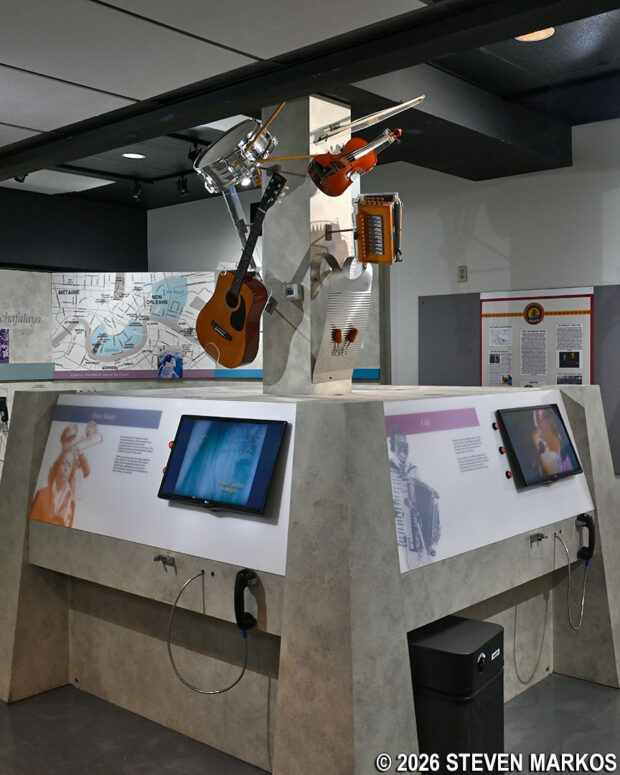 Exhibit on music genres at the French Quarter Visitor Center, Jean Lafitte National Historical Park and Preserve
