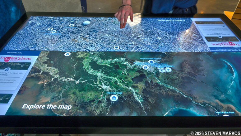 Interactive touchscreen map at the French Quarter Visitor Center, Jean Lafitte National Historical Park and Preserve