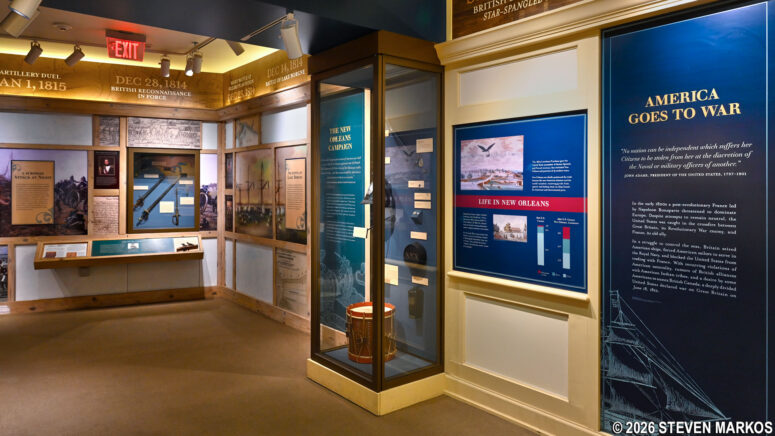 Exhibit highlights the events that led up to the Battle of New Orleans in the museum at the Chalmette Battlefield Visitor Center, Jean Lafitte National Historical Park and Preserve