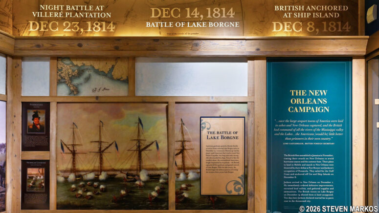 Exhibit on the Battle of Lake Borgne in the museum at the Chalmette Battlefield Visitor Center, Jean Lafitte National Historical Park and Preserve
