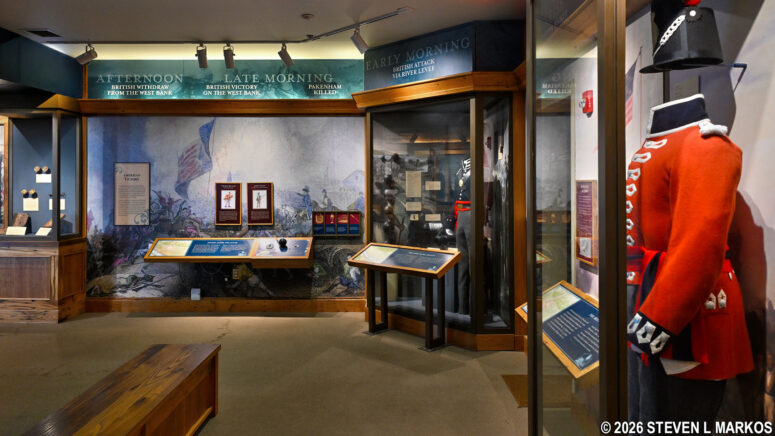 Military artifacts from the War of 1812 era in the museum at the Chalmette Battlefield Visitor Center, Jean Lafitte National Historical Park and Preserve