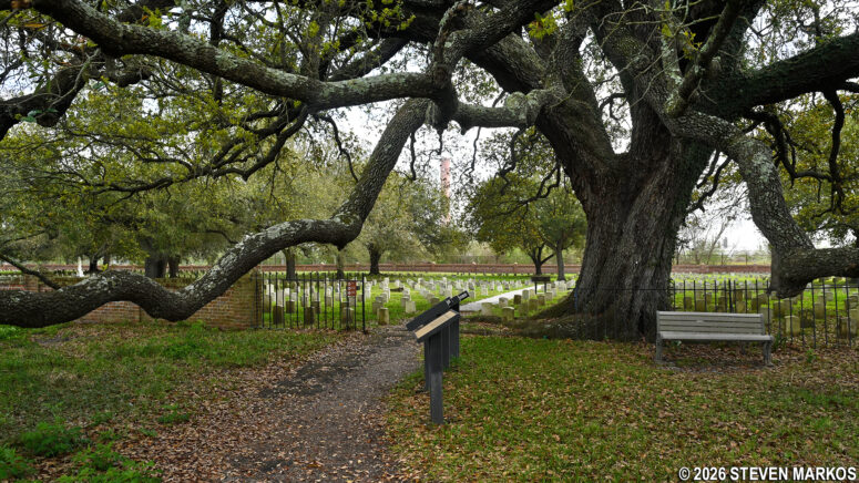 Entrance to Chalmette National Cemetery on the Tour Loop Road around the Chalmette Battlefield, Jean Lafitte National Historical Park and Preserve