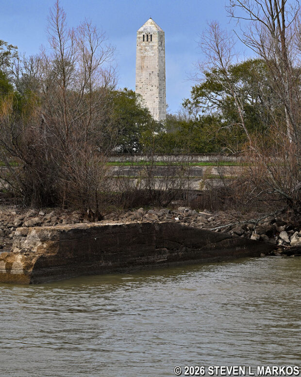 View of the Chalmette Monument from the Creole Queen, Jean Lafitte National Historical Park and Preserve