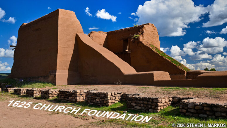 Smaller 1717 Spanish Mission Church sits within the foundation of the 1625 church, Pecos National Historical Park