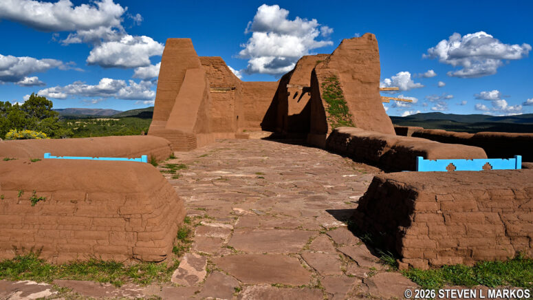 Ancestral Sites Trail leads into the interior of the Spanish Mission Church, Pecos National Historical Park