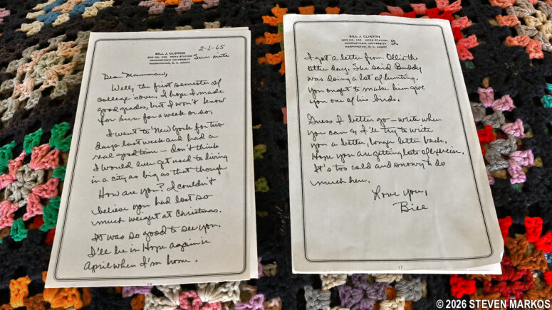 Letter Bill Clinton wrote to his Mammaw on display inside his birthplace home, President William Jefferson Clinton Birthplace Home National Historic Site