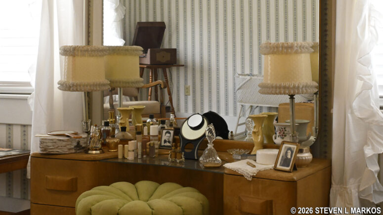 Vanity table in the room of Bill Clinton's mother, Virginia, in his birthplace home, President William Jefferson Clinton Birthplace Home National Historic Site