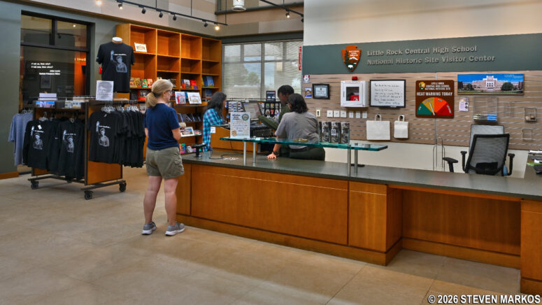 Information desk and souvenir store at the Visitor Center for Little Rock Central High School National Historic Site