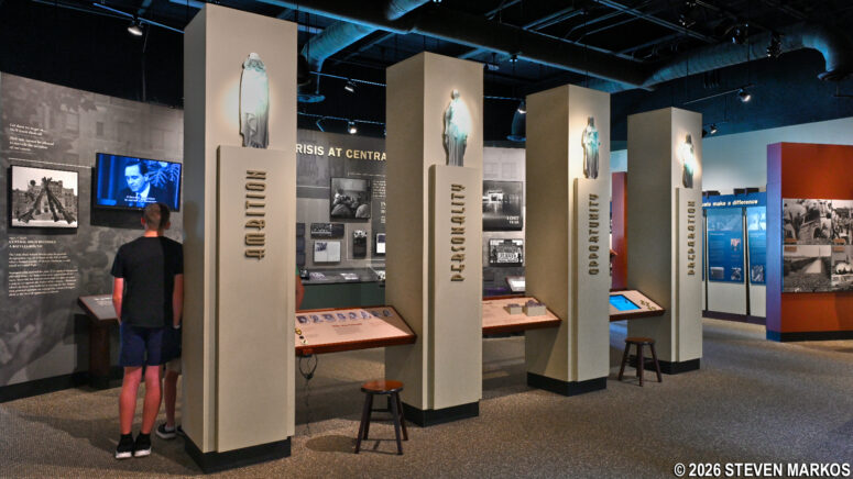 Exhibit area at the Little Rock Central High School National Historic Site Visitor Center
