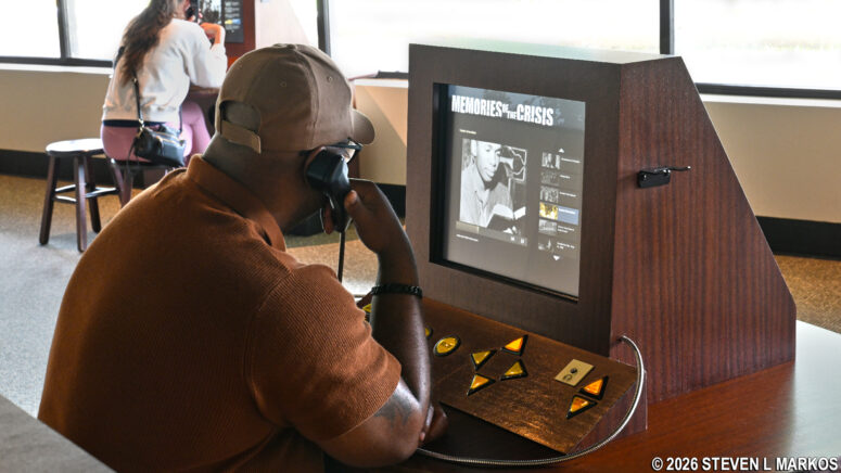 Memories of the Crisis interactive station at the Little Rock Central High School National Historic Site Visitor Center