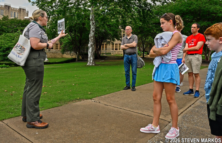 Ranger leads a tour at Little Rock Central High School National Historic Site
