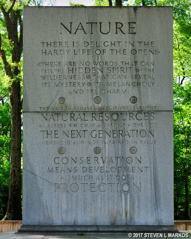 Nature quote panel on the Theodore Roosevelt Memorial at Theodore Roosevelt lsland