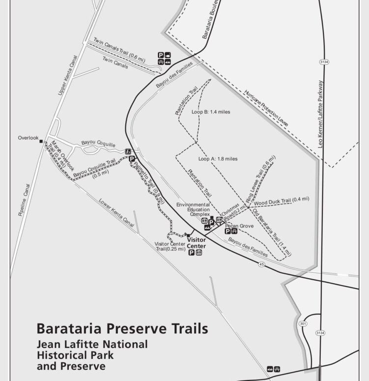 Pre-Hurricane Ida Barataria Preserve Map (click to enlarge)