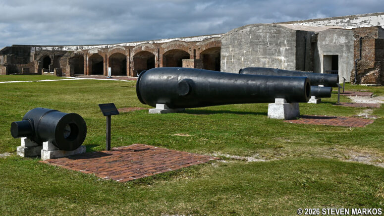 Display of cannons on the Fort Sumter parade ground, Fort Sumter and Fort Moultrie National Historical Park