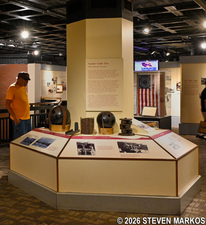Artillery artifacts on display in the Fort Sumter Museum inside Battery Huger, Fort Sumter and Fort Moultrie National Historical Park