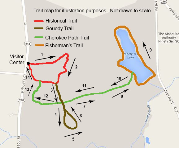 Ninety Six National Historic Site Loop Hike Map