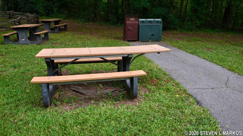 Wheelchair-accessible table at the Ninety Six National Historic Site picnic area